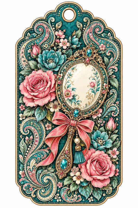Teal Paisley Vintage Gift Tags