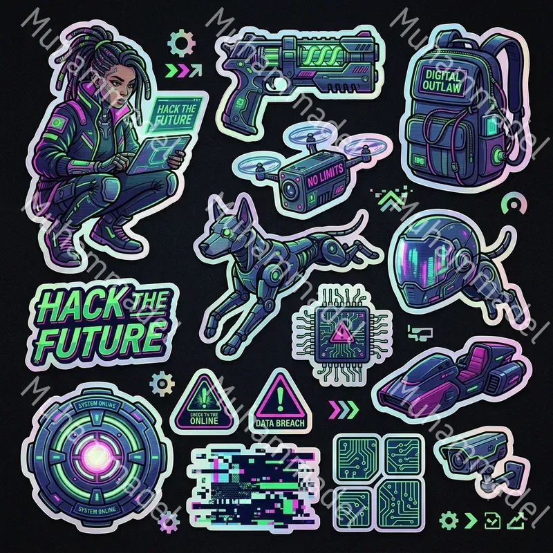 Cyberpunk Character Sticker Sheets