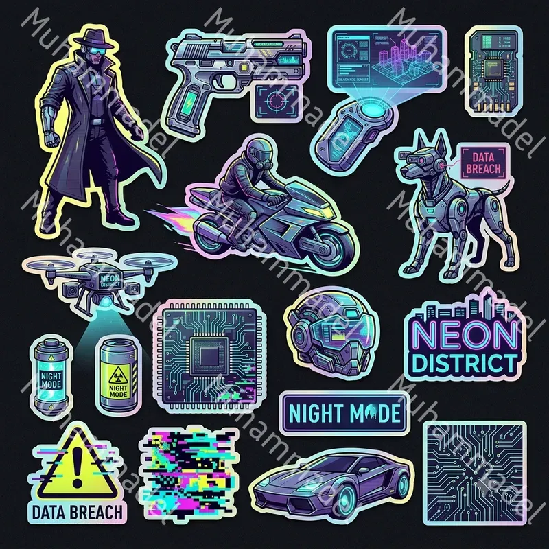Cyberpunk Character Sticker Sheets