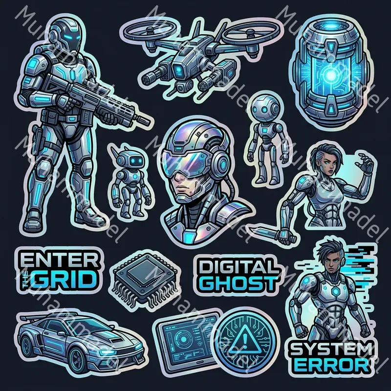 Cyberpunk Character Sticker Sheets