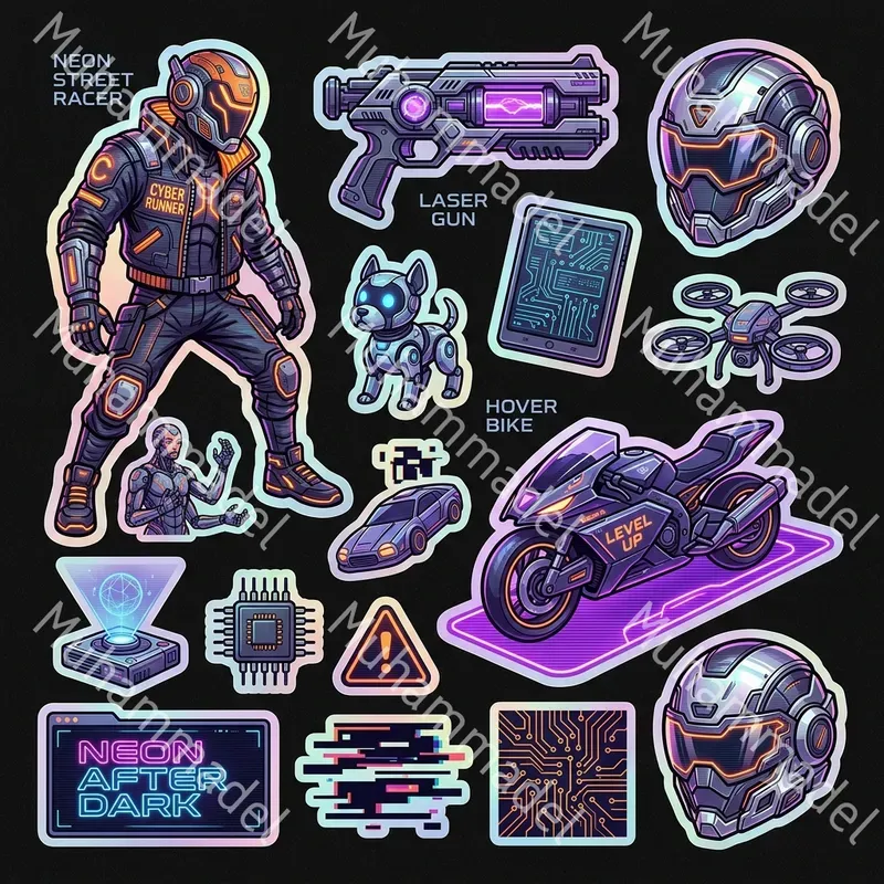 Cyberpunk Character Sticker Sheets