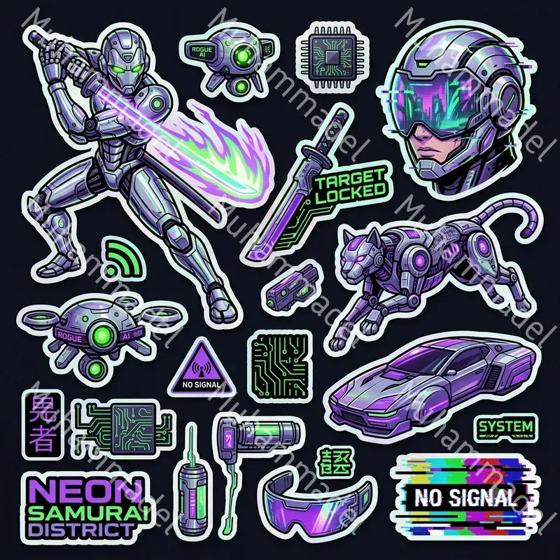 Cyberpunk Character Sticker Sheets