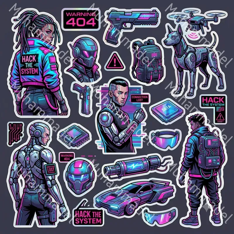 Cyberpunk Character Sticker Sheets