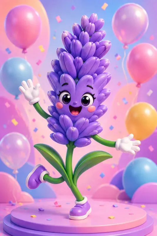 Cute Kawaii Floral Mascot 3D Cliparts