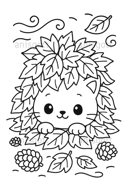 Cozy Fall Peeking Cats Coloring Pages