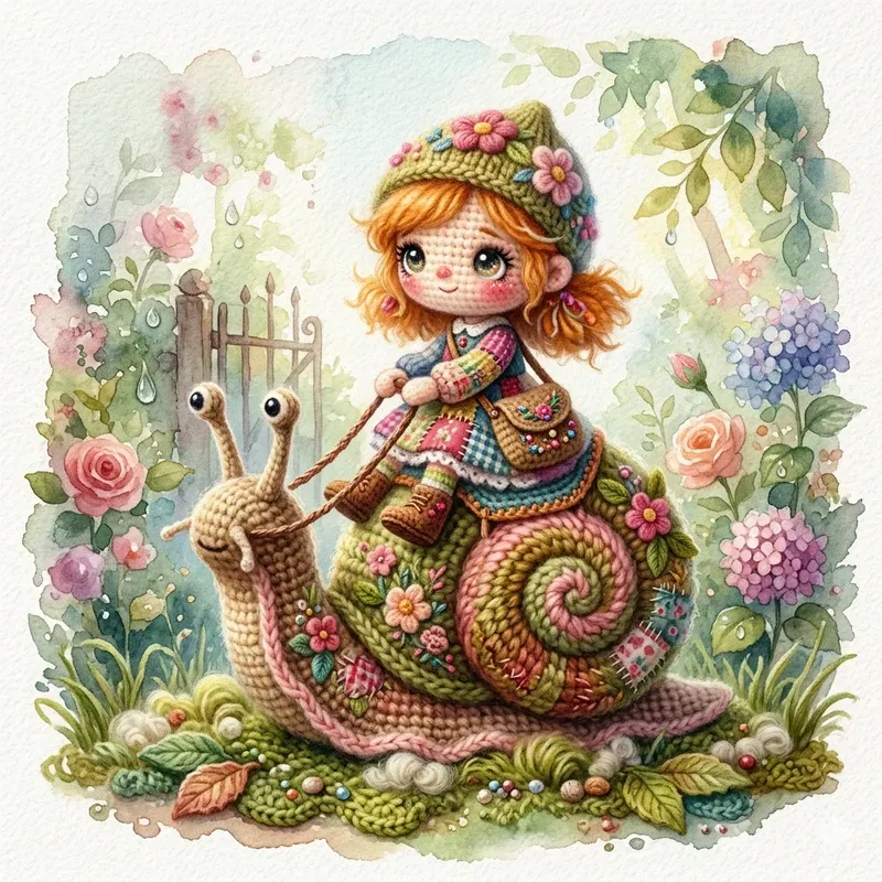 3D Crochet Watercolor Storybook Art