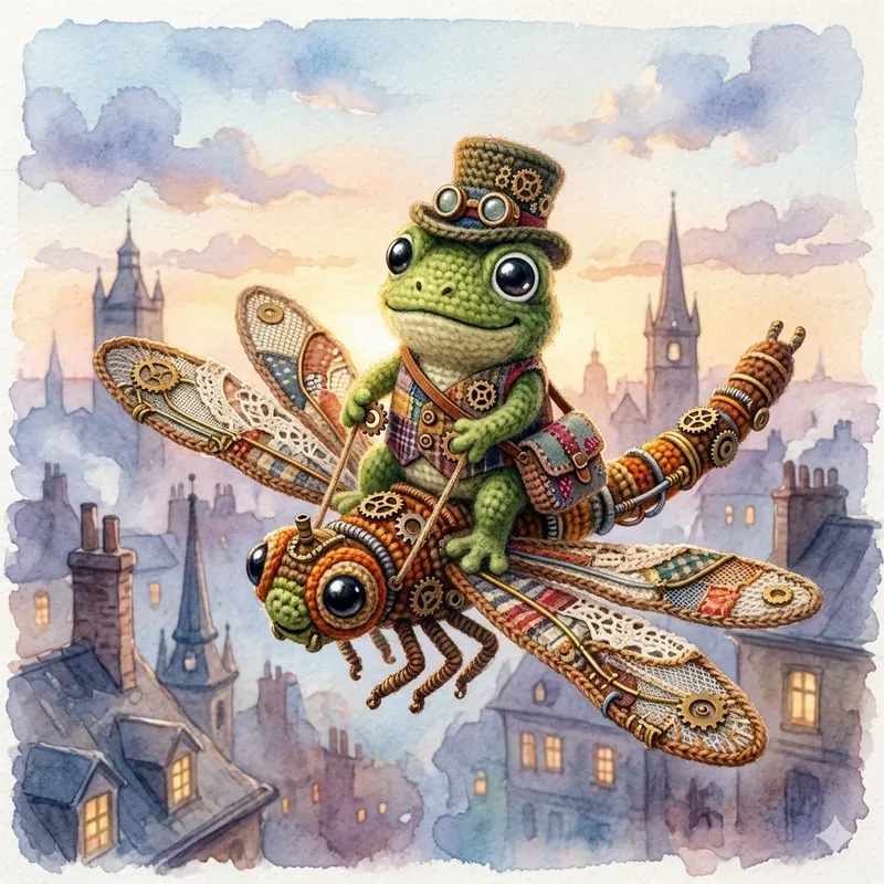 3D Crochet Watercolor Storybook Art