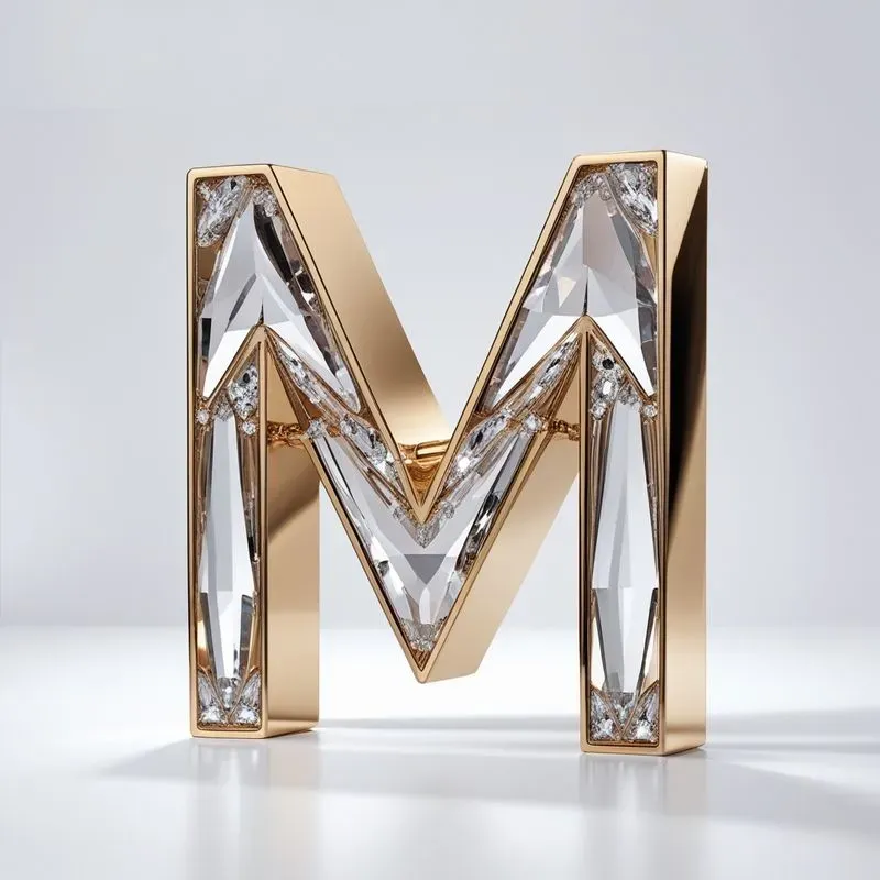 Luxury 3D Gold Letters Diamond Style Art