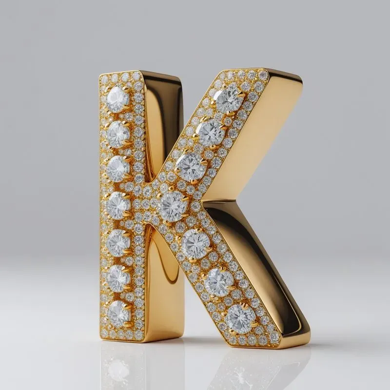 Luxury 3D Gold Letters Diamond Style Art