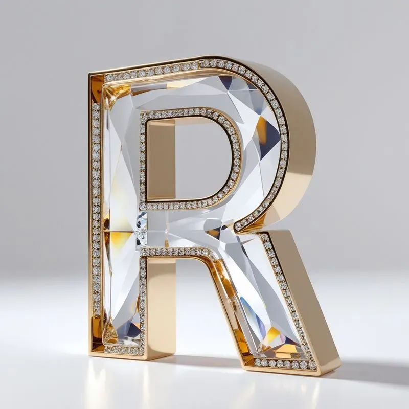 Luxury 3D Gold Letters Diamond Style Art