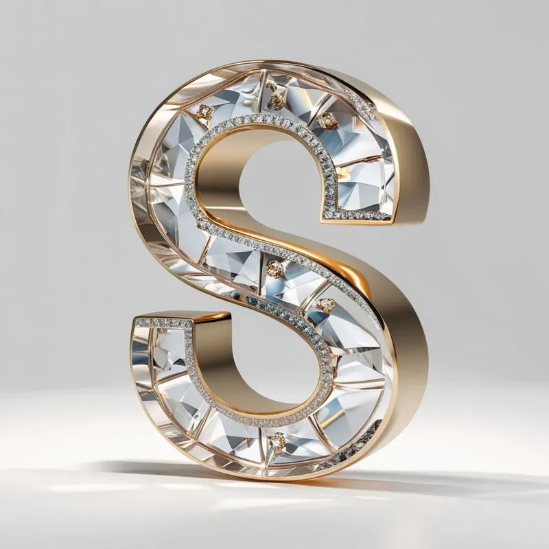 Luxury 3D Gold Letters Diamond Style Art