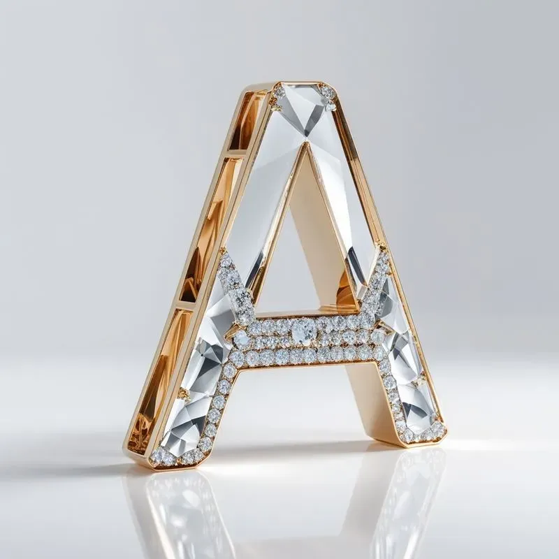 Luxury 3D Gold Letters Diamond Style Art
