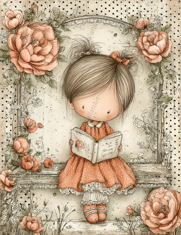 French Cottage Peony Junk Journal Pages