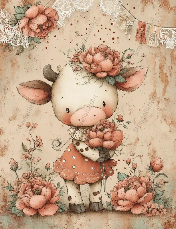 French Cottage Peony Junk Journal Pages