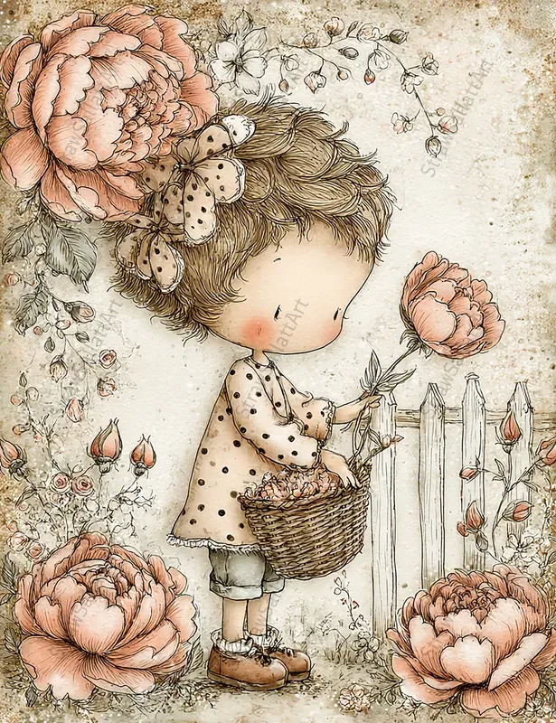 French Cottage Peony Junk Journal Pages