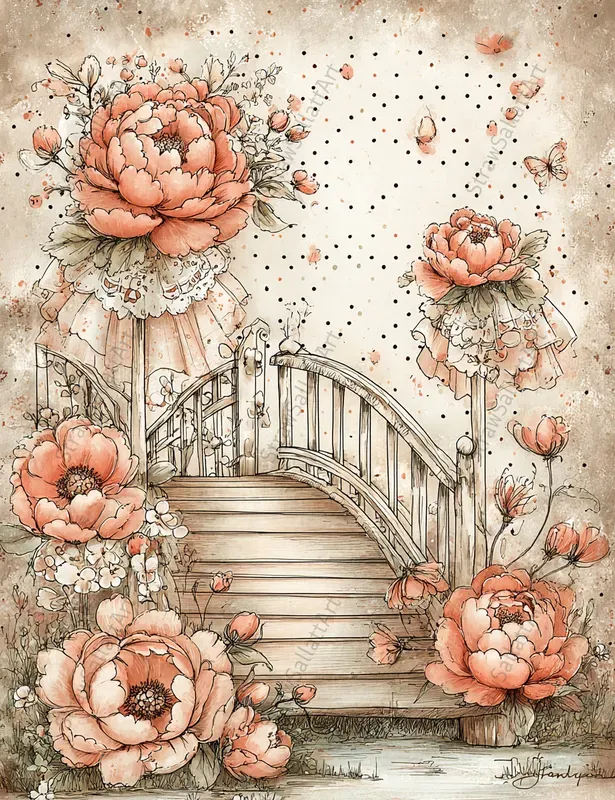 French Cottage Peony Junk Journal Pages