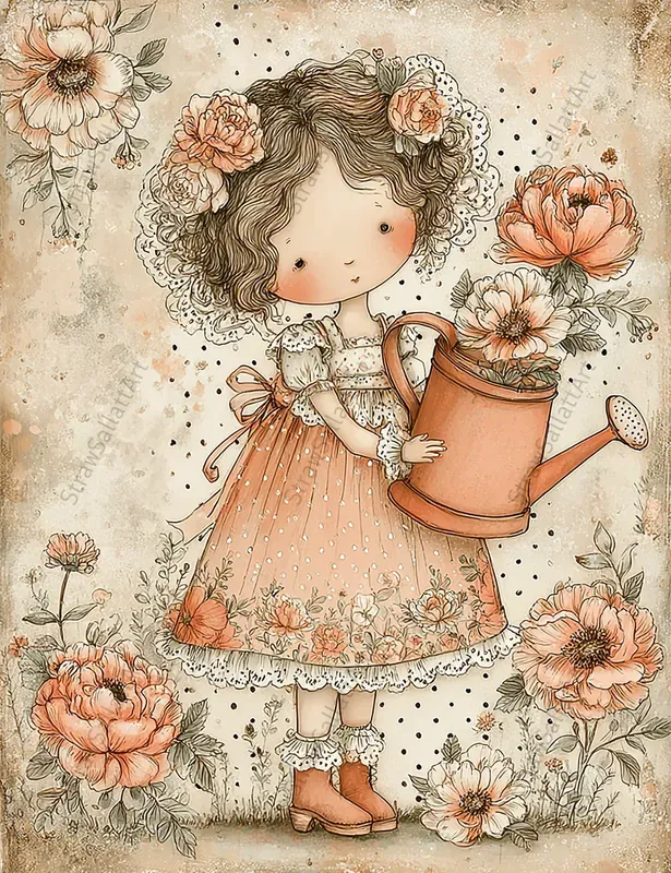 French Cottage Peony Junk Journal Pages