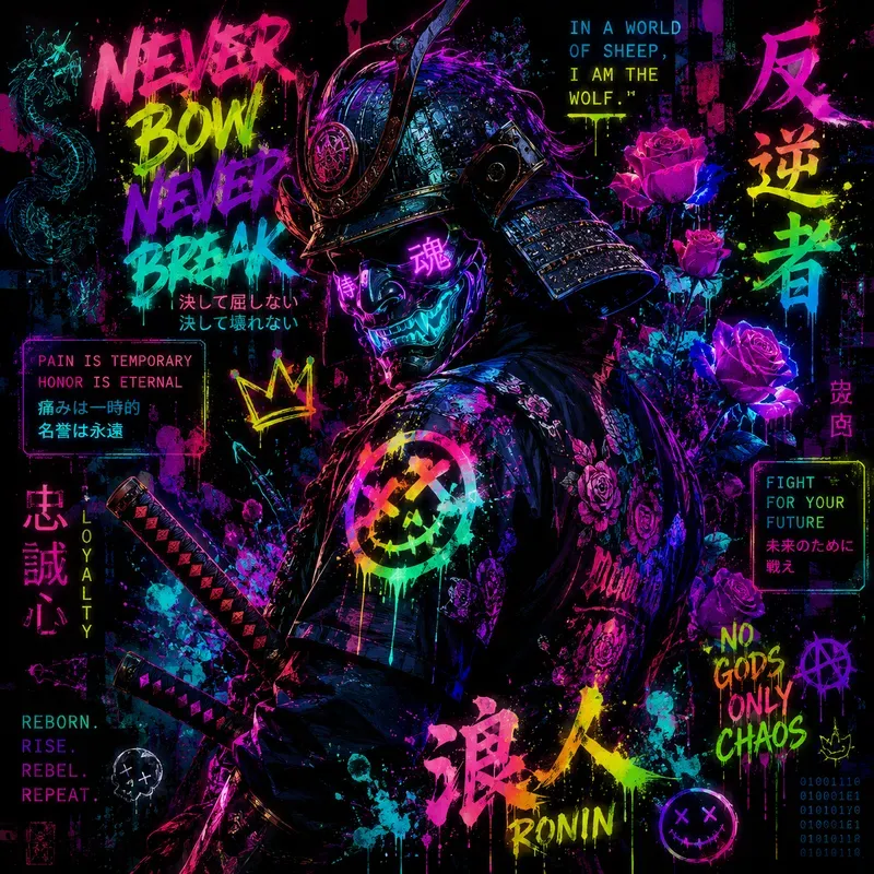 Neon Cyberpunk Sticker Collages