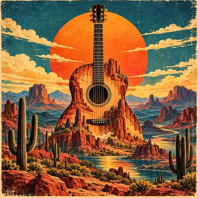 Surreal Musical Instrument Landscape Art