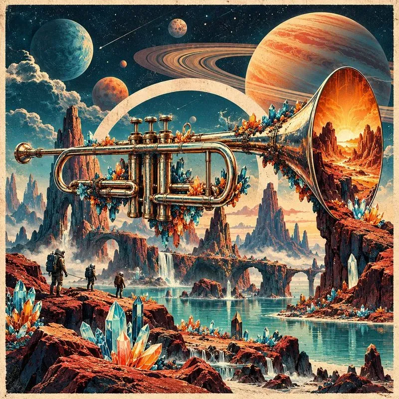 Surreal Musical Instrument Landscape Art