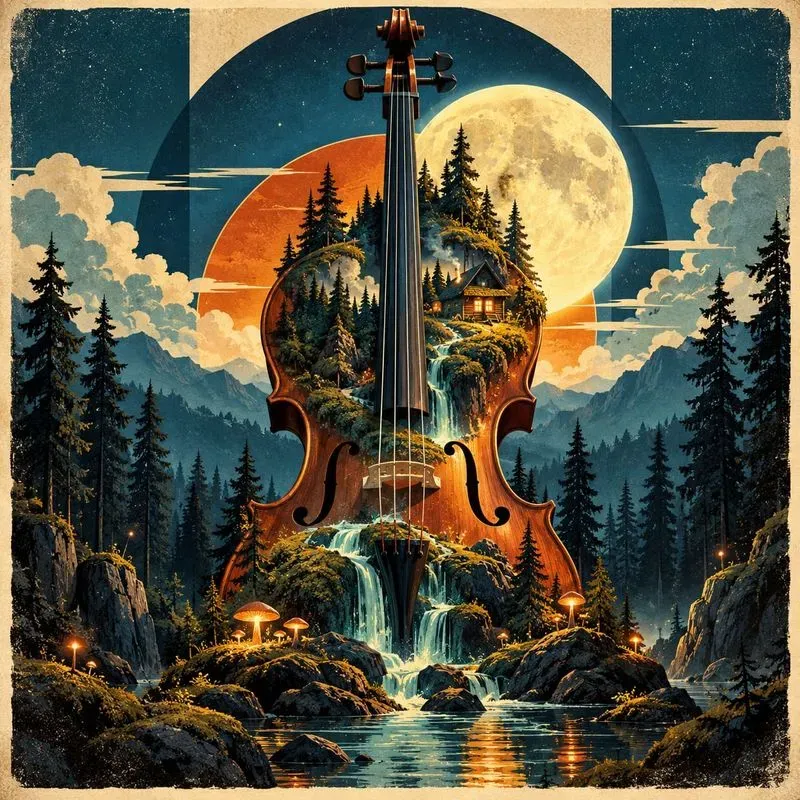 Surreal Musical Instrument Landscape Art