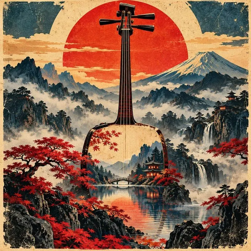 Surreal Musical Instrument Landscape Art
