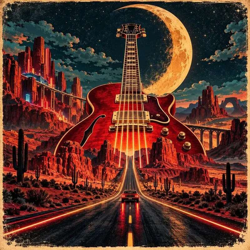 Surreal Musical Instrument Landscape Art