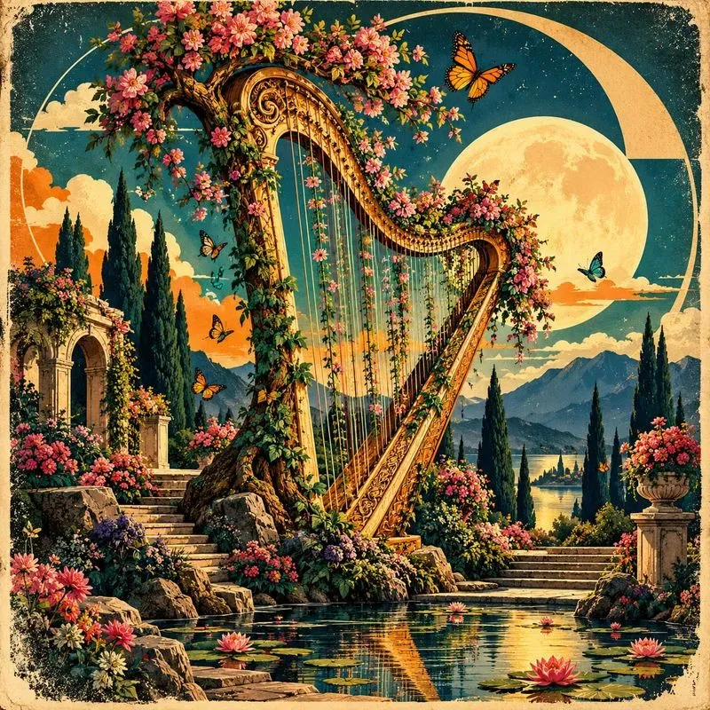 Surreal Musical Instrument Landscape Art
