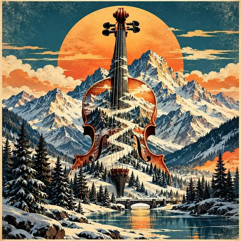 Surreal Musical Instrument Landscape Art