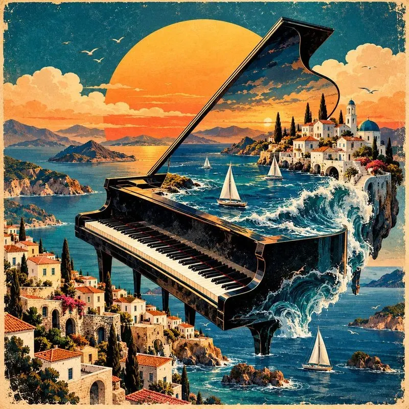 Surreal Musical Instrument Landscape Art