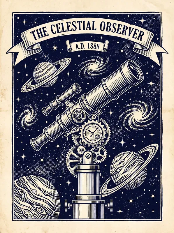 Victorian Woodcut Celestial Art