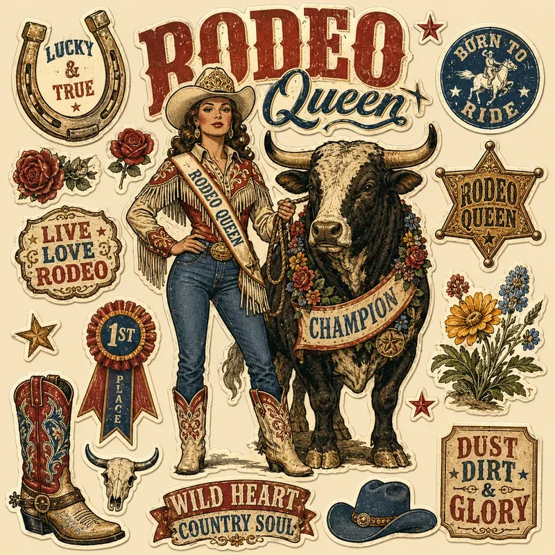 Retro Western Sticker Collages