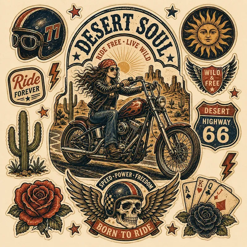 Retro Western Sticker Collages