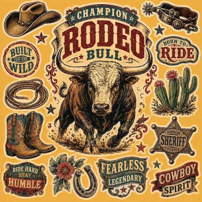 Retro Western Sticker Collages