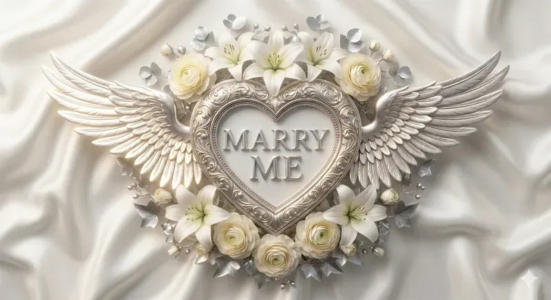 3D Luxury Heart Emblems Wings Flowers