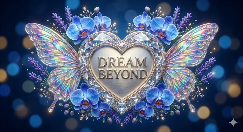 3D Luxury Heart Emblems Wings Flowers