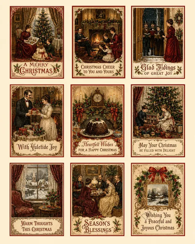 Retro Christmas Card Cutouts
