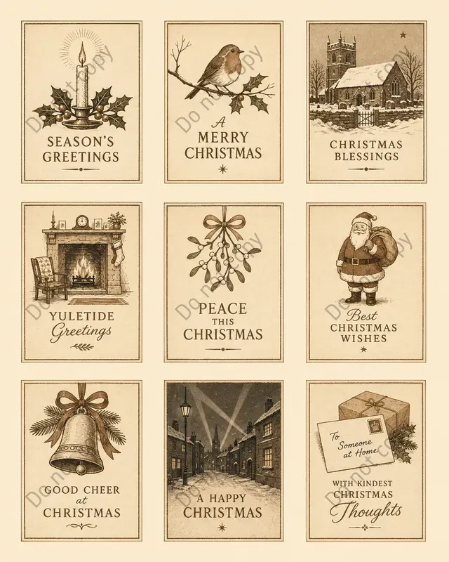 Retro Christmas Card Cutouts