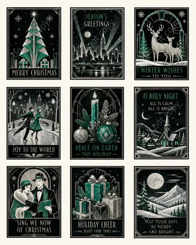 Retro Christmas Card Cutouts