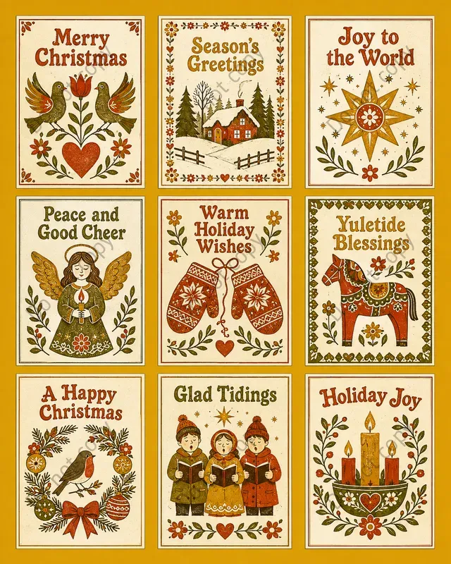 Retro Christmas Card Cutouts