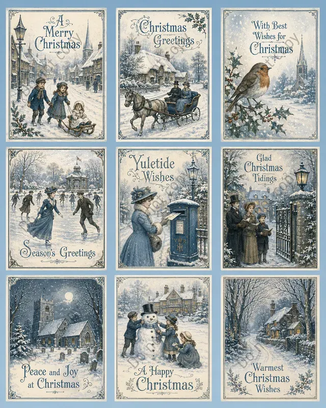 Retro Christmas Card Cutouts