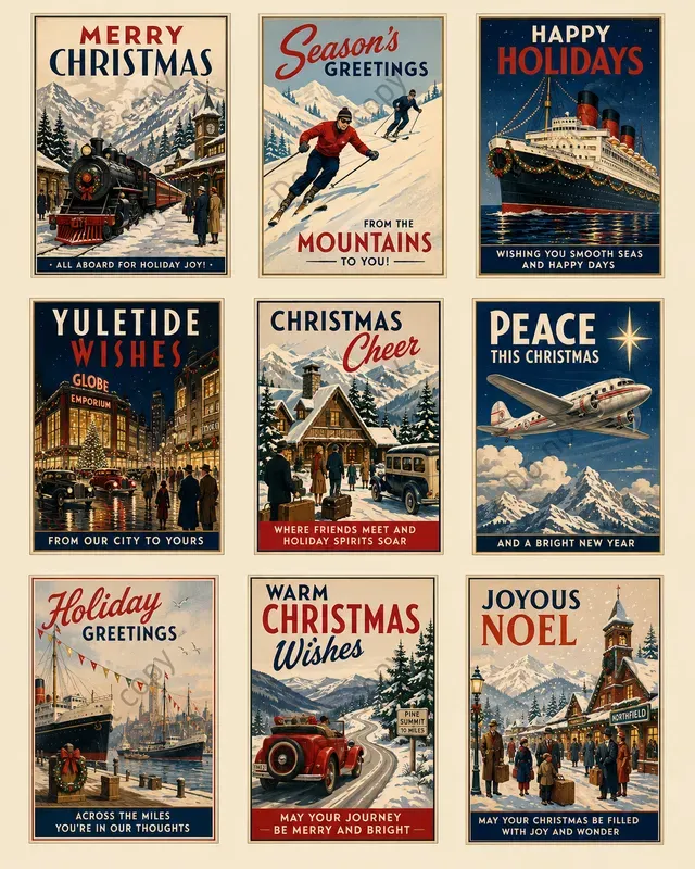Retro Christmas Card Cutouts