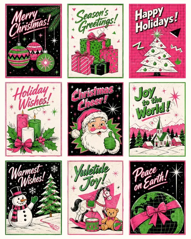Retro Christmas Card Cutouts