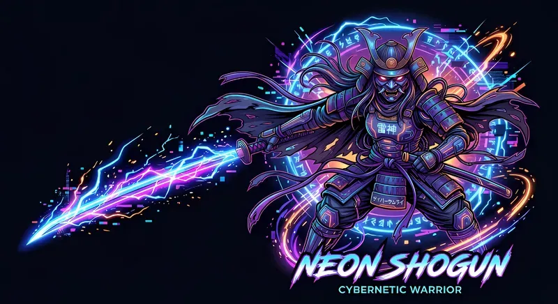 Cyberpunk Anime Samurai Tshirt Designs