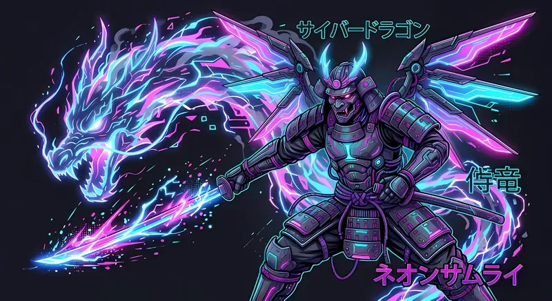 Cyberpunk Anime Samurai Tshirt Designs