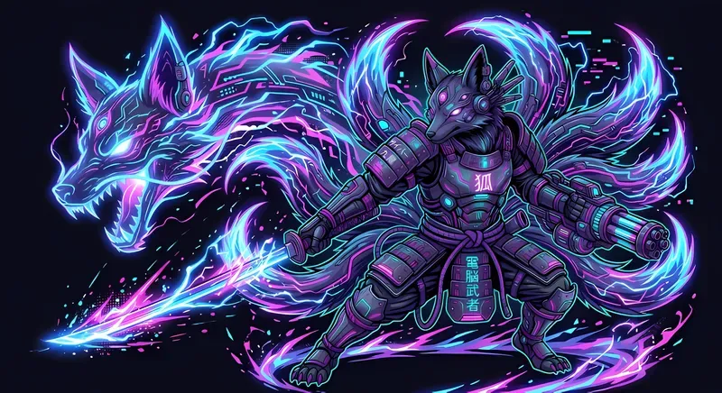 Cyberpunk Anime Samurai Tshirt Designs