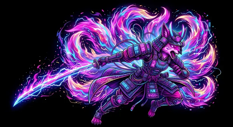 Cyberpunk Anime Samurai Tshirt Designs