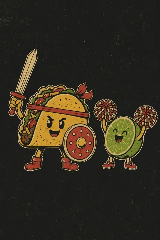 Retro Minimal Cartoon Food Characters