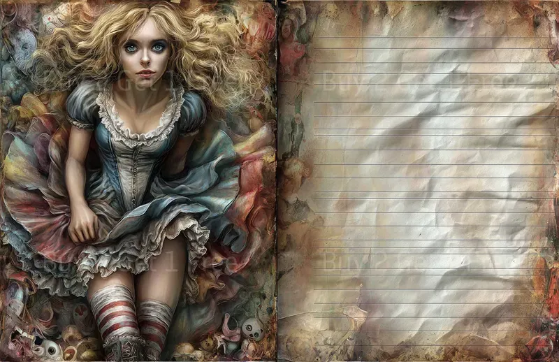 Dark Alice In Wonderland Double Pages