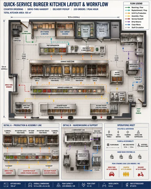Commercial Kitchen Workflow Layouts